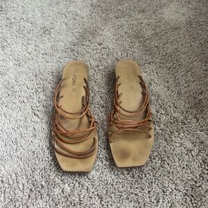 St. Agni Tan Strappy Slides
